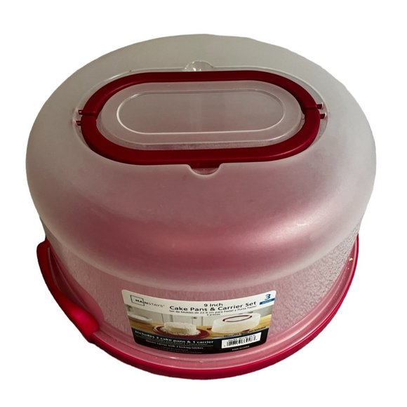 Mainstays Kitchen Mainstays 9 Inch Cake Carrier Set Clear Pink